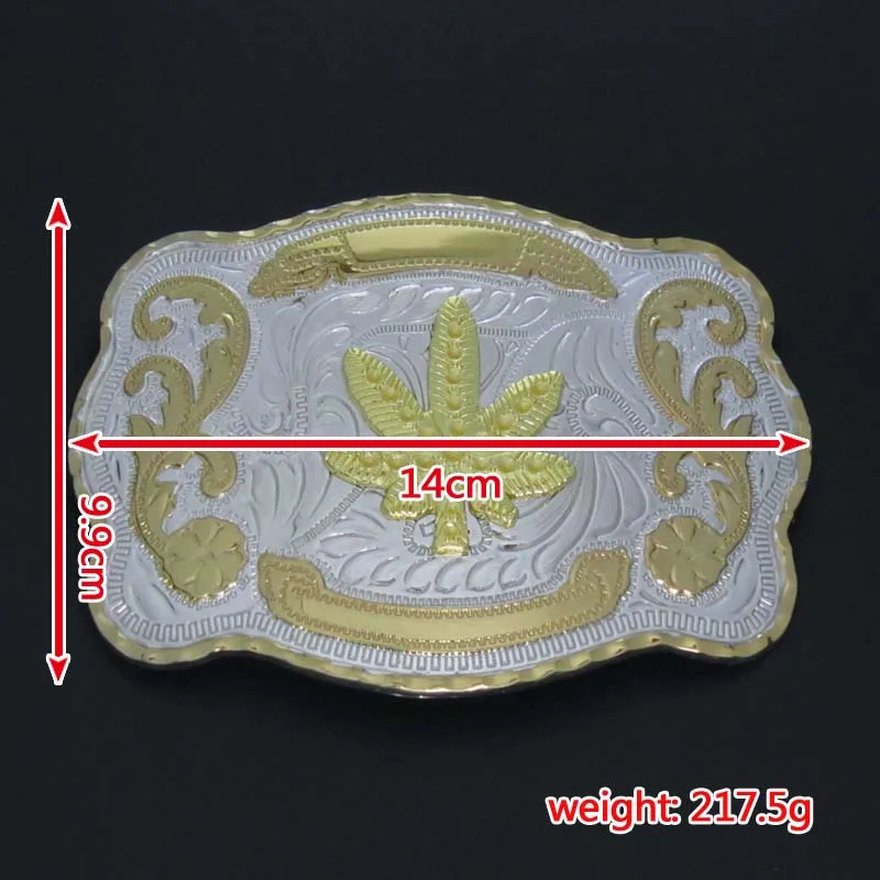 

Seven Leaf Grass Western Belt Buckle Silver With Gold