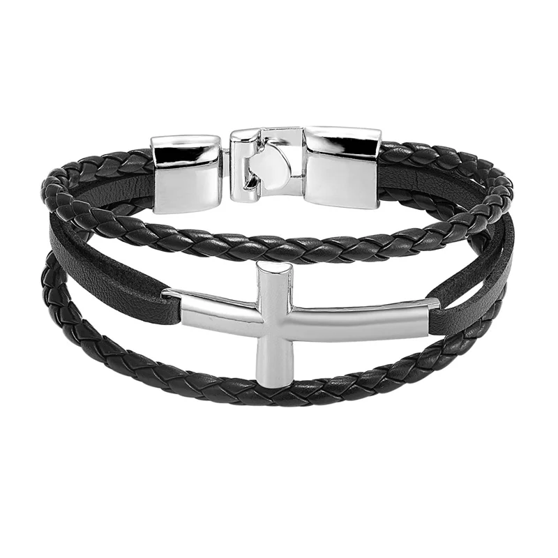 Прямая поставка крест браслет Для мужчин Jewelry Винтаж кожаный женщин 2018 Лидер