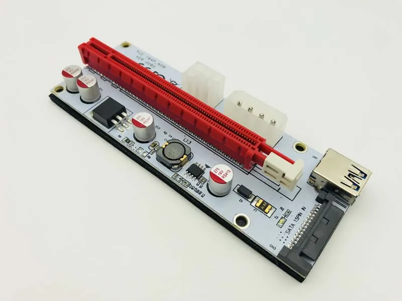 100 шт. PCIE 1X к 16X удлинитель адаптер 008S Riser PCI-E Card SATA 15pin 6pin 4pin источник питания для