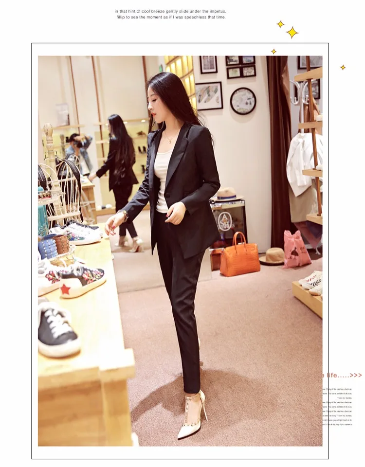 

Black and white suits female Korean fashion ladies small fragrant wind Slim was thin pantyhose two-piece suit jacket