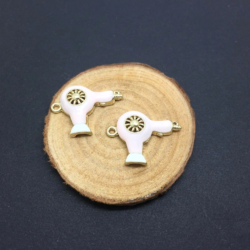 20 шт./лот цинковый сплав капли масла Мода фен Форма эмаль очарование золотой тон