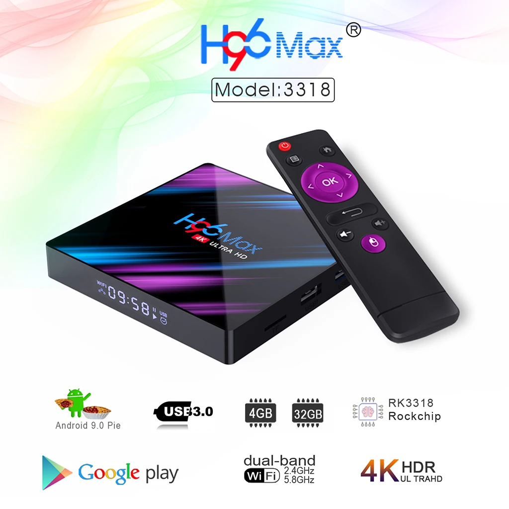 ТВ приставка H96 MAX на Android 9.0 Google Play Rockchip 4G 16 Гб 32 64 Wi Fi 2 4 ГГц и 5 0 Bluetooth 4.0 4K