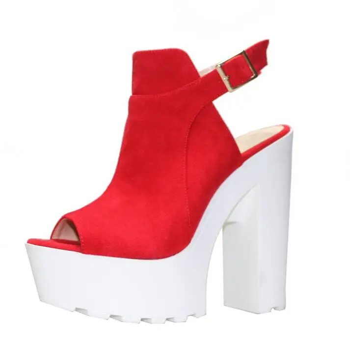 Женские босоножки с открытым носком красные черные или оранжевые замшевые на