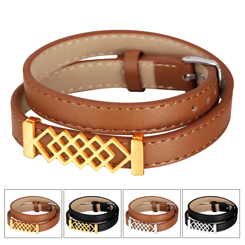 Genuine Leather Bracelet Brown/Black Gold Color/Stainless Steel Best Friend Jewelry Gift Women/Men Trendy GH1585 | Украшения и