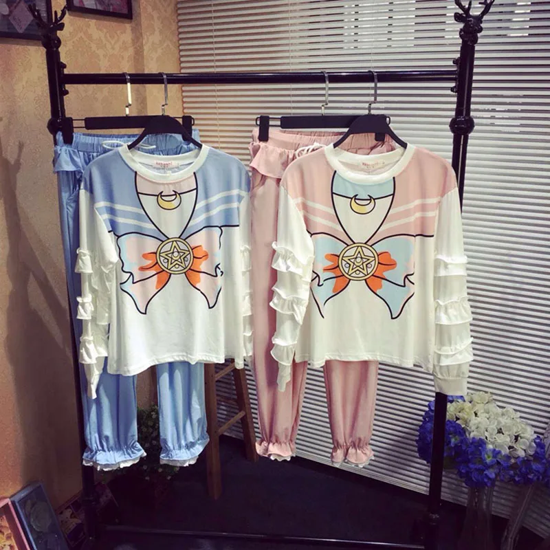 Сейлор Мун Цукино Usagi набор пижам Loungewear ночная рубашка одежда для отдыха косплэй