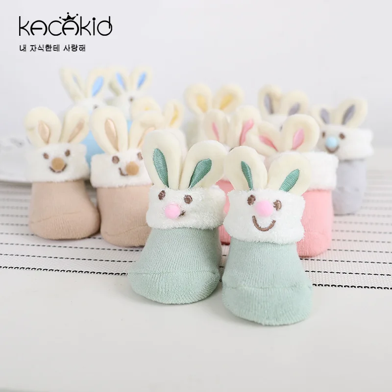 

KACAKID 0-2T Winter Thick Baby Socks Warm Cute Rabbit Kids Floor Baby Socks Terry Anti-slip Infants Boys Girls Baby Socks Ka1267