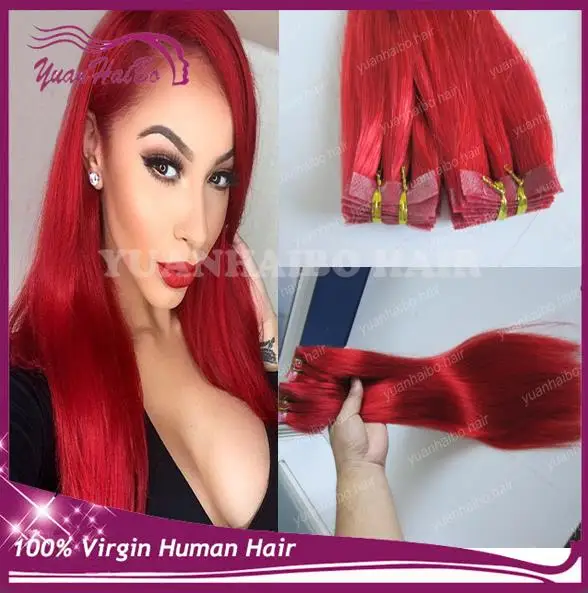 Новая Мода! # красный шелк прямо бразильский реми волосы полный handtied тонкой кожи