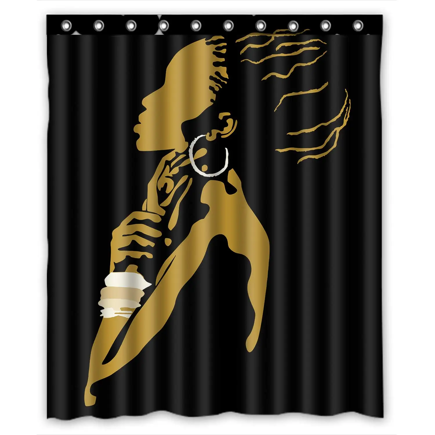 

Popular African Woman Waterproof Bathroom Shower Curtain Decor