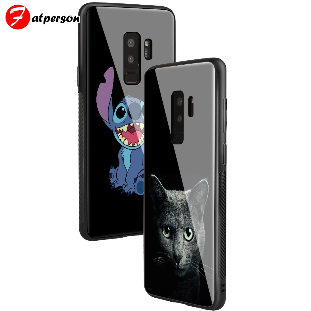 Ститч Супермен Микки из закаленного стекла чехол для телефона для Sumsung galaxy S8 Plus S9 S10 Plus note 8 9 DIY индивидуальный чехол для телефона
