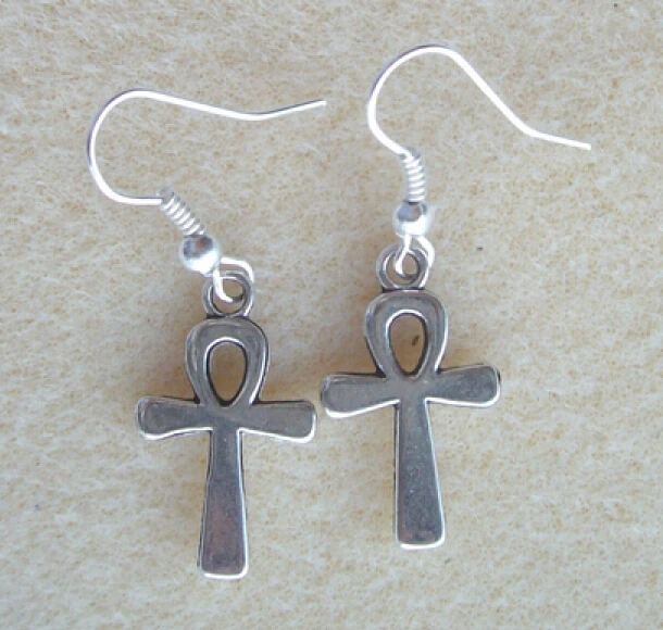 New Fashion 50Pair Vintage Style Cute Tibetan Silver Egyptian Ankh Cross Short Charm Drop Earrings Gift Jewelry Fast Shipping | Украшения и