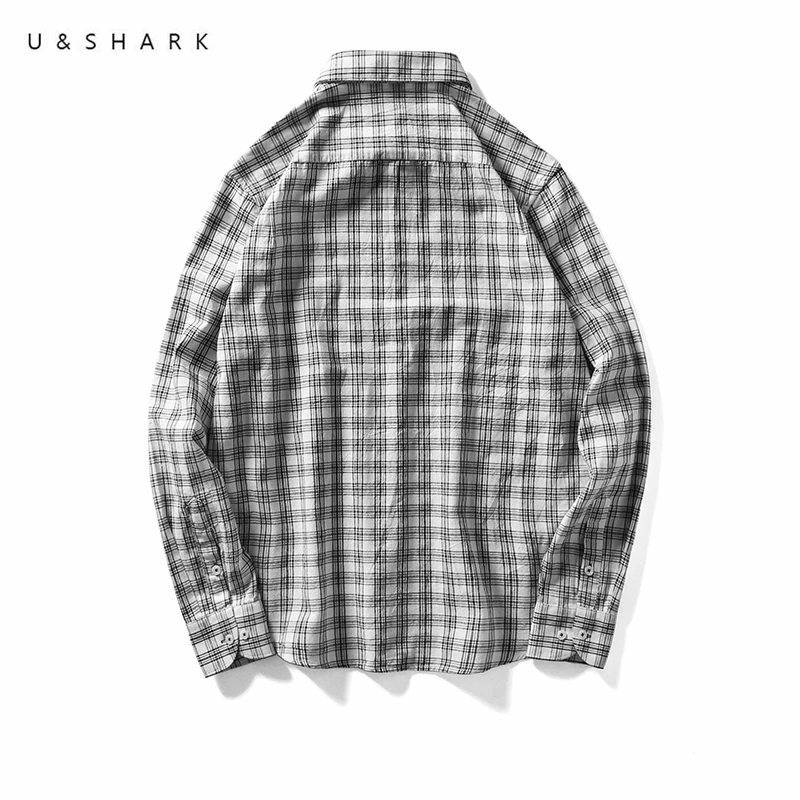 U & SHARK 2018 Осенняя черная клетчатая рубашка в стиле ретро мужские рубашки с длинным
