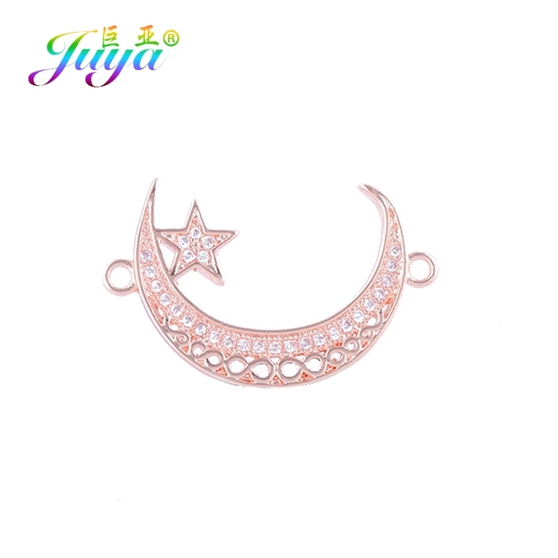 Juya DIY исламские ювелирные изделия в виде полумесяца фурнитура Алла талисман Шарм Разъем Аксессуары для мусульманской молитвы ювелирные изделия серьги изготовление - Цвет: Rose Gold