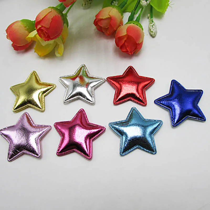 

Free shipping 3.5cm 100pcs shink pvc Star patches glitter Felt Appliques for clothes Sewing Supplies diy craft ornament