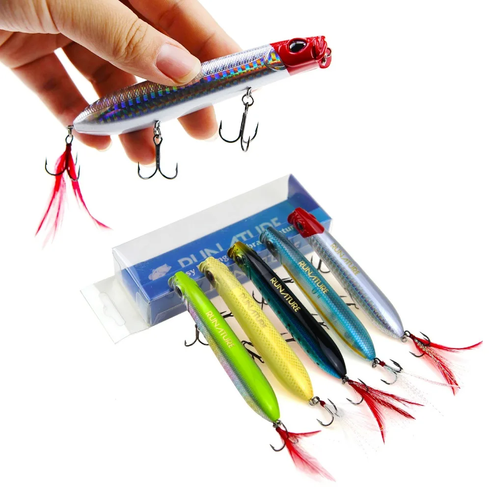 Runature Snake Popper Fihing приманка воблеры 3D глаза 105 мм 16 г/1 шт. французский крючки 5 цветов