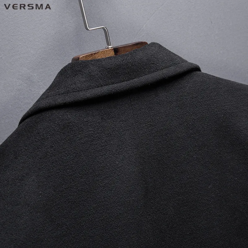 VERSMA в Корейском стиле повседневные Модные свободные BF зеленый шерстяное пальто с