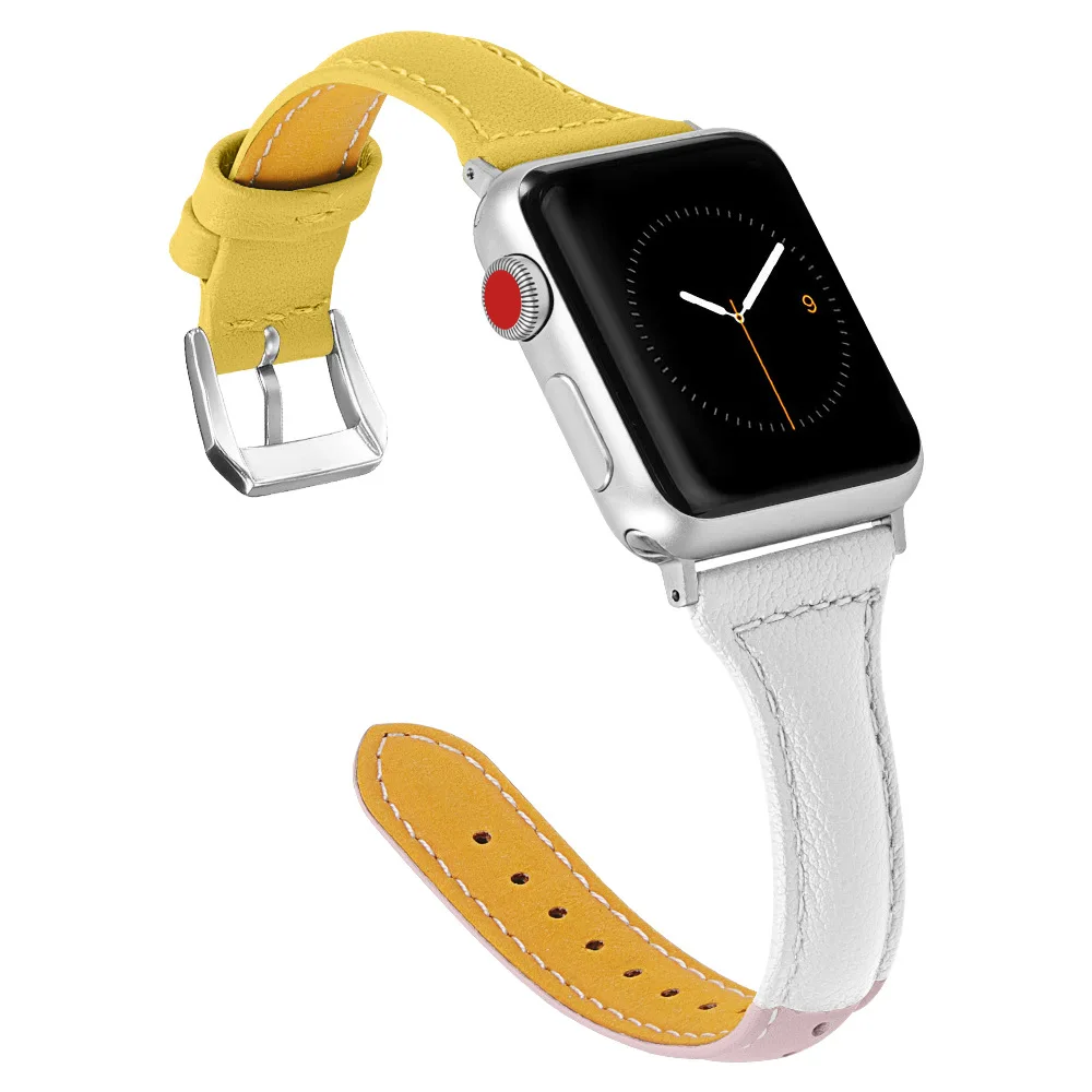 Кожаный ремешок для часов аpple 42 мм 38 iWatch 4 band 44 40 Т-образный браслет кожаный apple watch 3