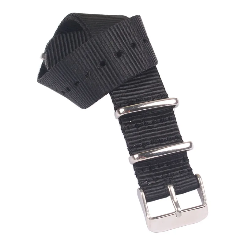 New Strong Solid Color watchband Wristwatch Band Stainless steel Buckle fabric brown Red Black Nylon Nato Strap 22mm 18mm 20mm