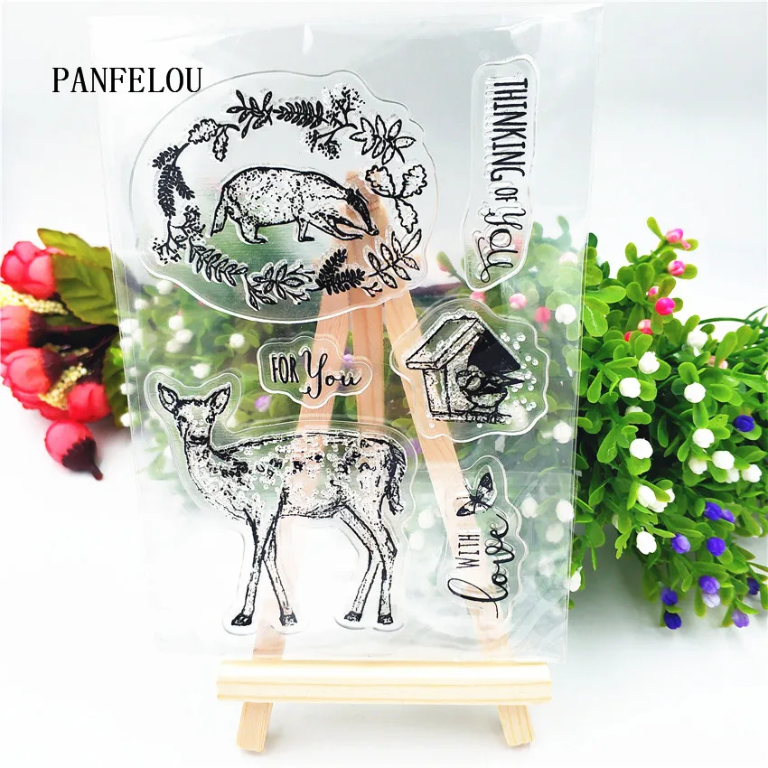 Прозрачный силиконовый штамп PANFELOU Sika deer/печать сделай сам для