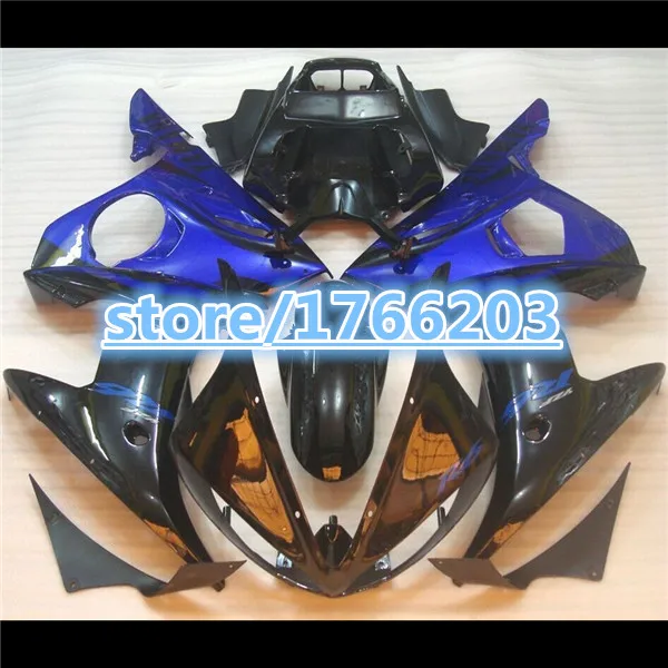 

Blue BLK For 03-05 04 2004 YZF R6 MK316 Blue flames black YZF-R6 YZFR6 YZF600 03 05 2003 2005 Full Fairing BBF