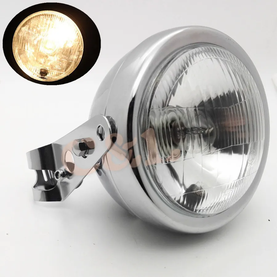 Мотоциклетная хромированная металлическая передняя фара с прозрачными линзами