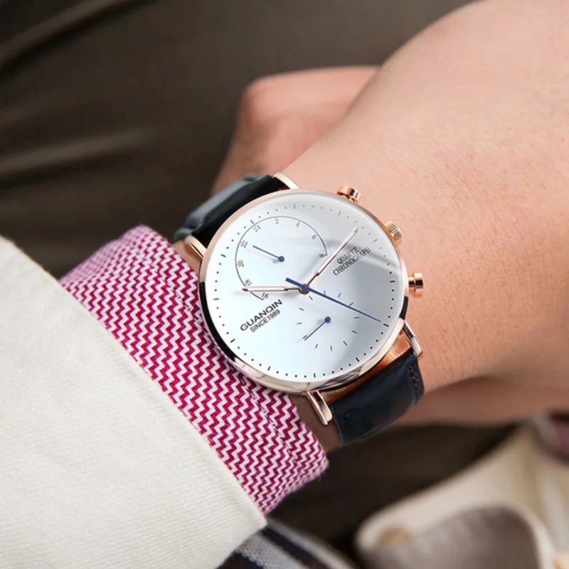 

GUANQIN Mens Watches Top Brand Luxury Chronograph Clock Men waterproof Casual Creative watch men Quartz Watch Relogio Masculino