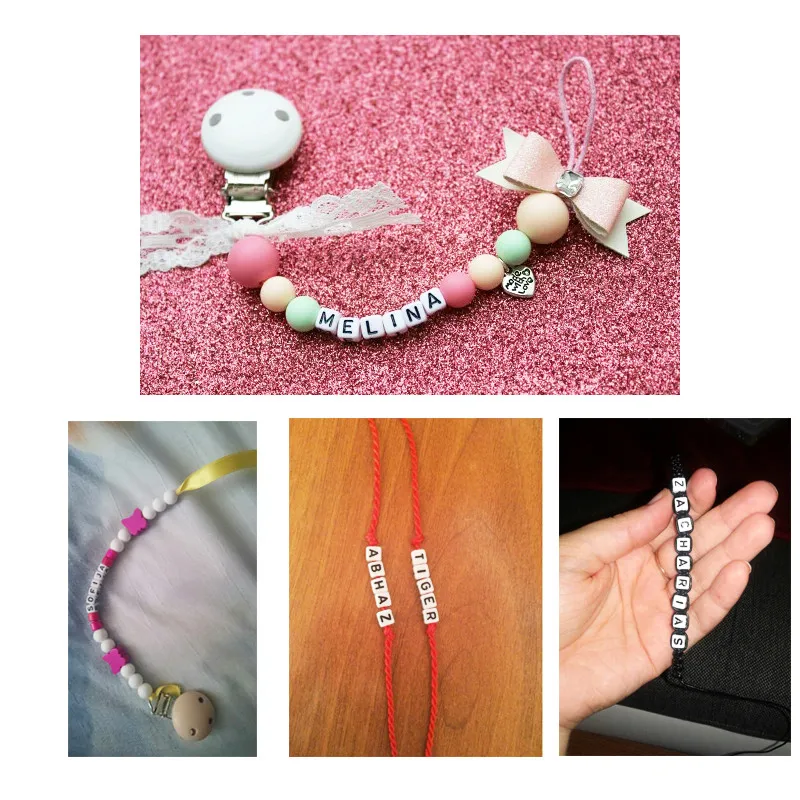 500 шт микс разноцветных акриловых пластиковых бусин с черными буквами/буквами