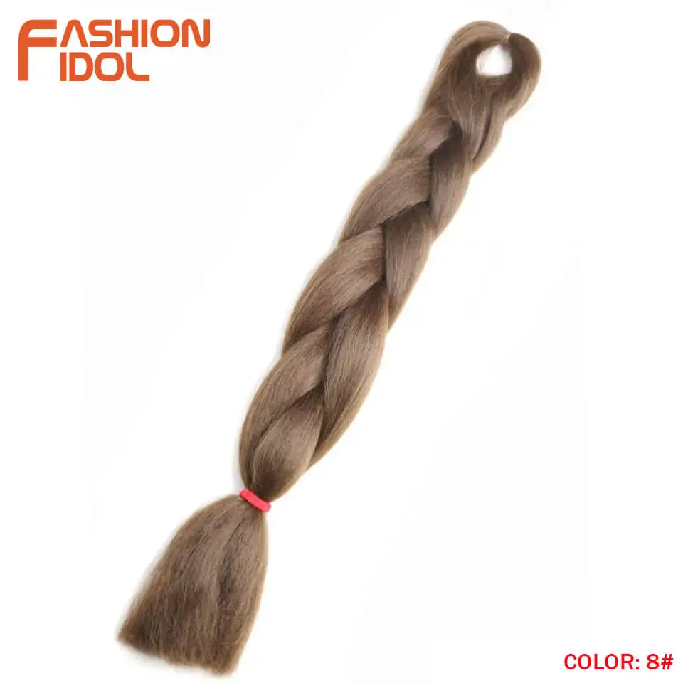 FASHION IDOL Synthetic Braiding Hair Ombre Kanekalon 24 Inch 100g/Pack Blonde Grey Crochet Braids Hair Extensions Jumbo Braids