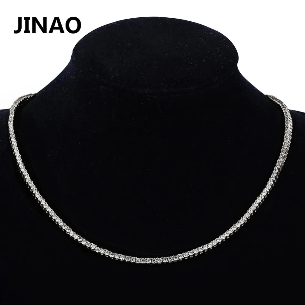 JINAO золото/серебро/цвет розового золота Iced Out цепь хип-хоп медь микро Pave CZ Stone2.5-10 мм теннисная цепь ожерелье