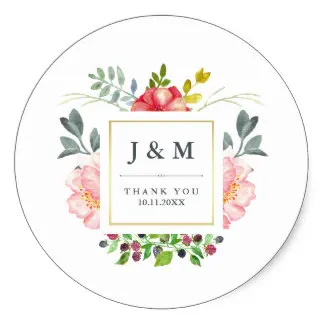 Классическая круглая наклейка для свадьбы с акварельными пионами 3 8 см|sticker
