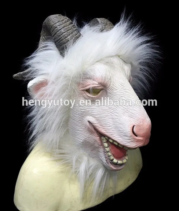 

New Arrive Realistic Sheep Mask Full Head Halloween Ram Costume Party Mask
