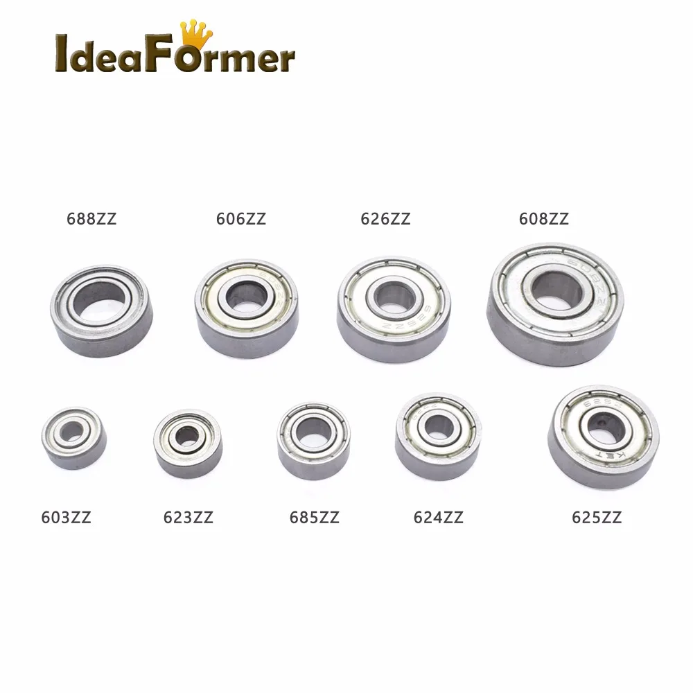 

10Pcs Multiple mm bore Deep Groove 603/608/623/624/625/685/688/606/626ZZ Ball bearing Multiple Options for 3D Printer