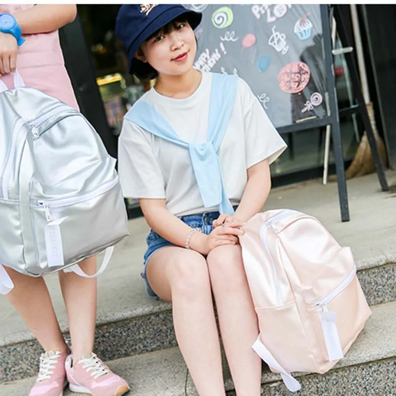 Модная женская сумка на плечо из искусственной кожи, однотонная, с двумя молниями, рюкзак для путешествий, повседневный ранец для девушек, школьные сумки KA-BEST on.