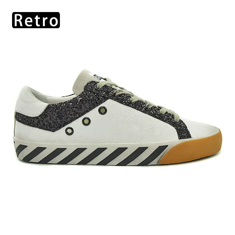 white shoes CANGMA/ итальянский стиль; мужские кроссовки; Повседневная обувь; сезон осень; цвет белый, золотой; дышащая мужская обувь из натуральной кожи в винтажном стиле; Hombre - Цвет: white shoes