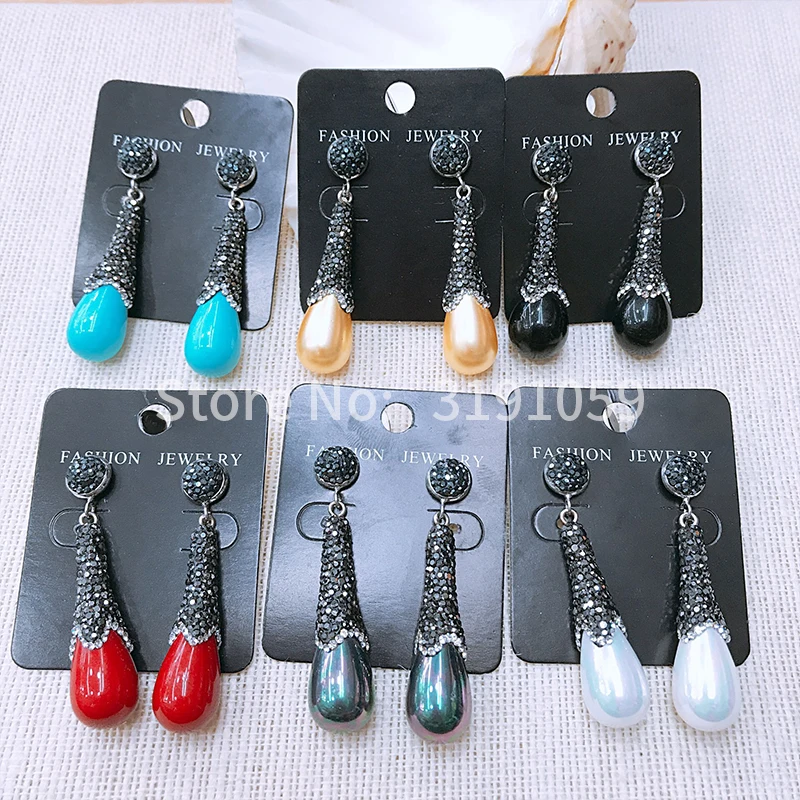 Fashion simple style earring nails long style shell pearl eardrop