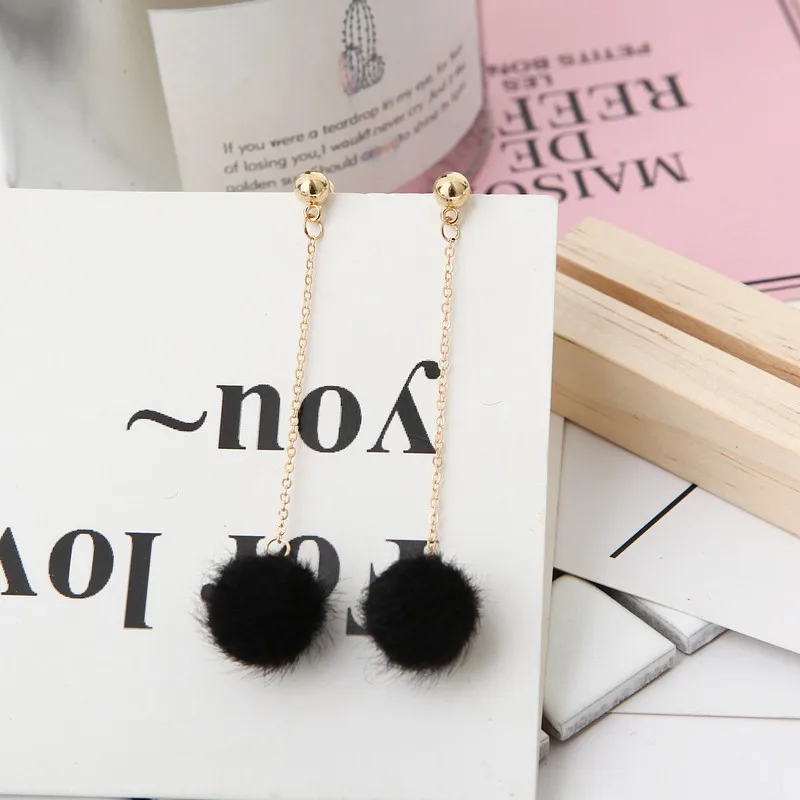 Женские длинные серьги в Корейском стиле с помпоном для волос|long earrings|earrings longplush