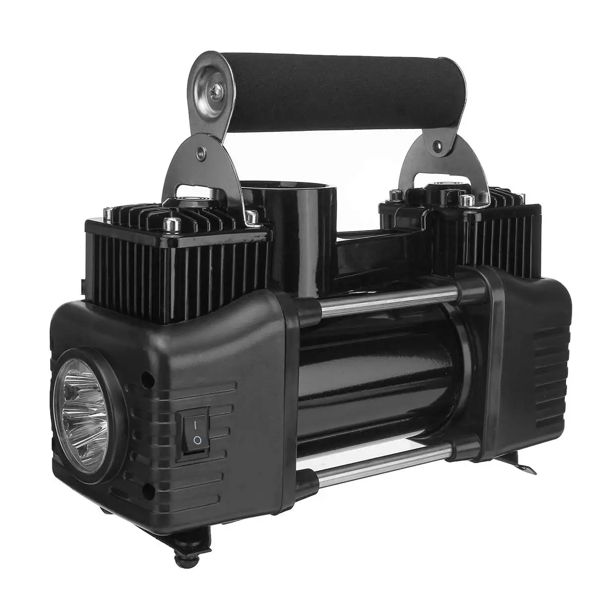Black Universal 12V 150PSI Digital Portable Double Cylinder Car Air Compressor Tire Tyre Inflator Pump For Car Trucks With Light - Color Name: Black