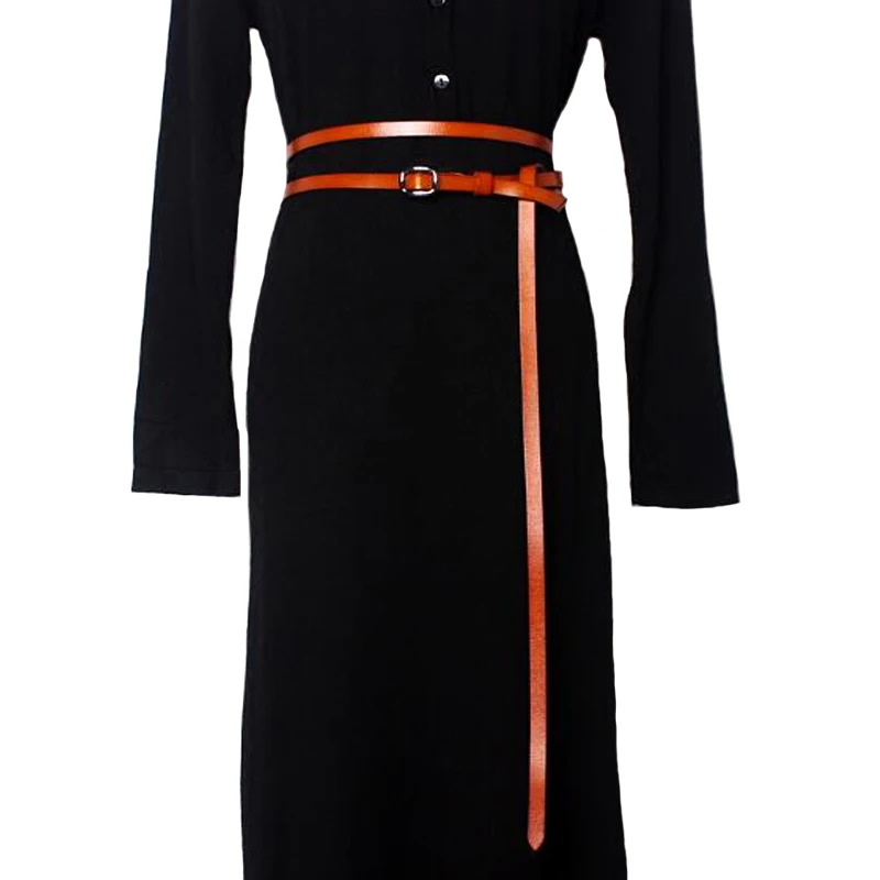 Ремень длинный из натуральной кожи Женский стильный модный тонкий пояс с