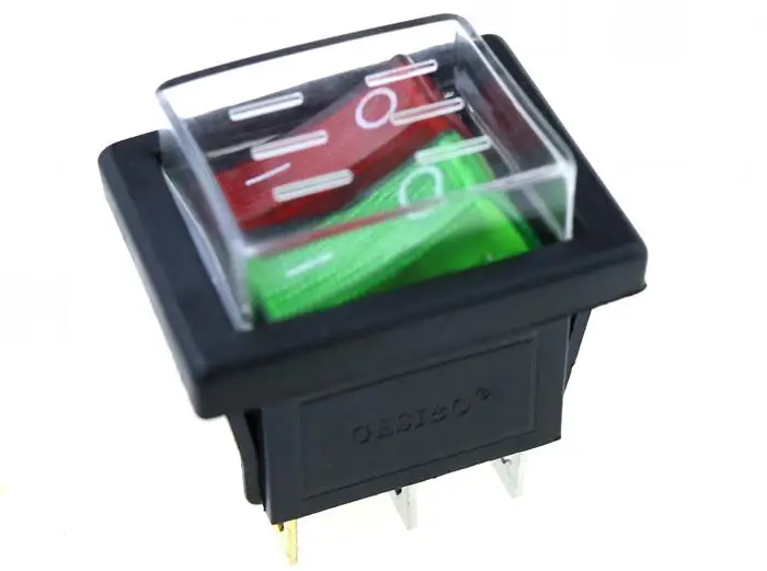 KCD8 двойной кулисный переключатель 6 Pin ВКЛ ВЫКЛ с зелеными красными светильник 20A