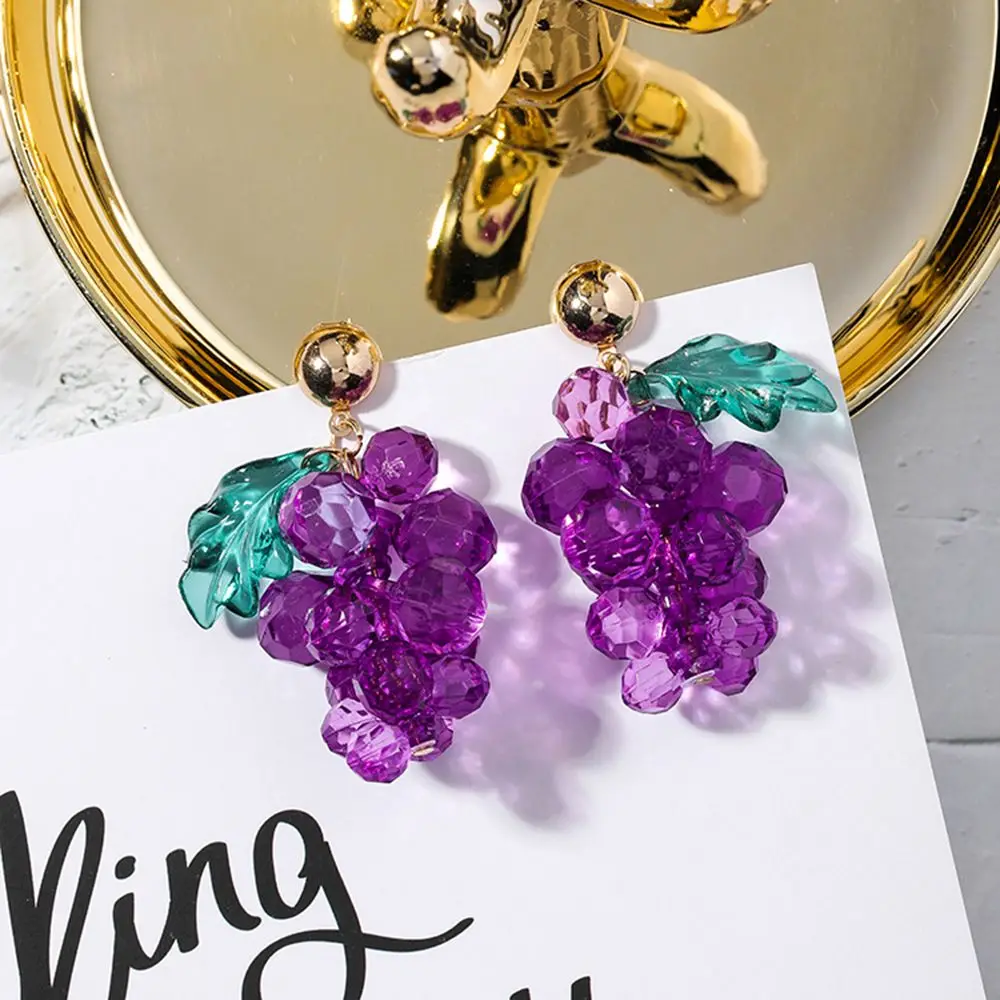 Роскошные милые Висячие свадебные серьги с зелеными листьями и фиолетовыми