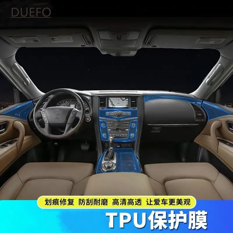 

Защитная пленка для салона автомобиля из ТПУ, наклейка на автомобиль для Nissan патруль с средним контролем, защита мембраны салона из ТПУ