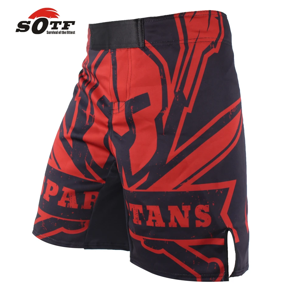 Мягкие тянущиеся красные шорты MMA, Муай Тай боксы, короткие штаны, бойцовские Мужские боксерские шорты