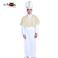 eraspooky halloween costumes for men white pope costume jumpsuit hat belt 3 pieces new cheap adult costumes for cosplay party