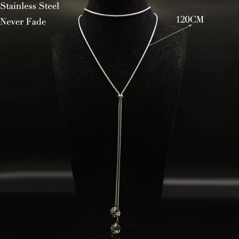 Круглое ожерелье из нержавеющей стали с цветами для женщин Длинные ожерелья