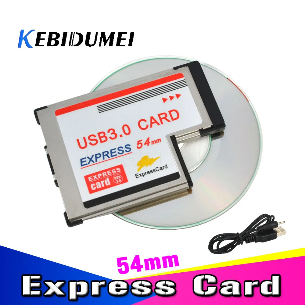 

Kebidumei двойной 2 порта USB 3,0 PCI Express адаптер для карт 5 Гбит/с концентратор PCI 54 мм слот ExpressCard PCMCIA конвертер для ноутбука