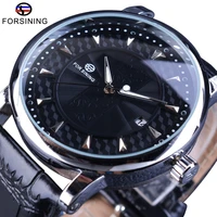 forsining fashion business series calendar display concealed design clock men automatic wrist watch top brand luxury male clock