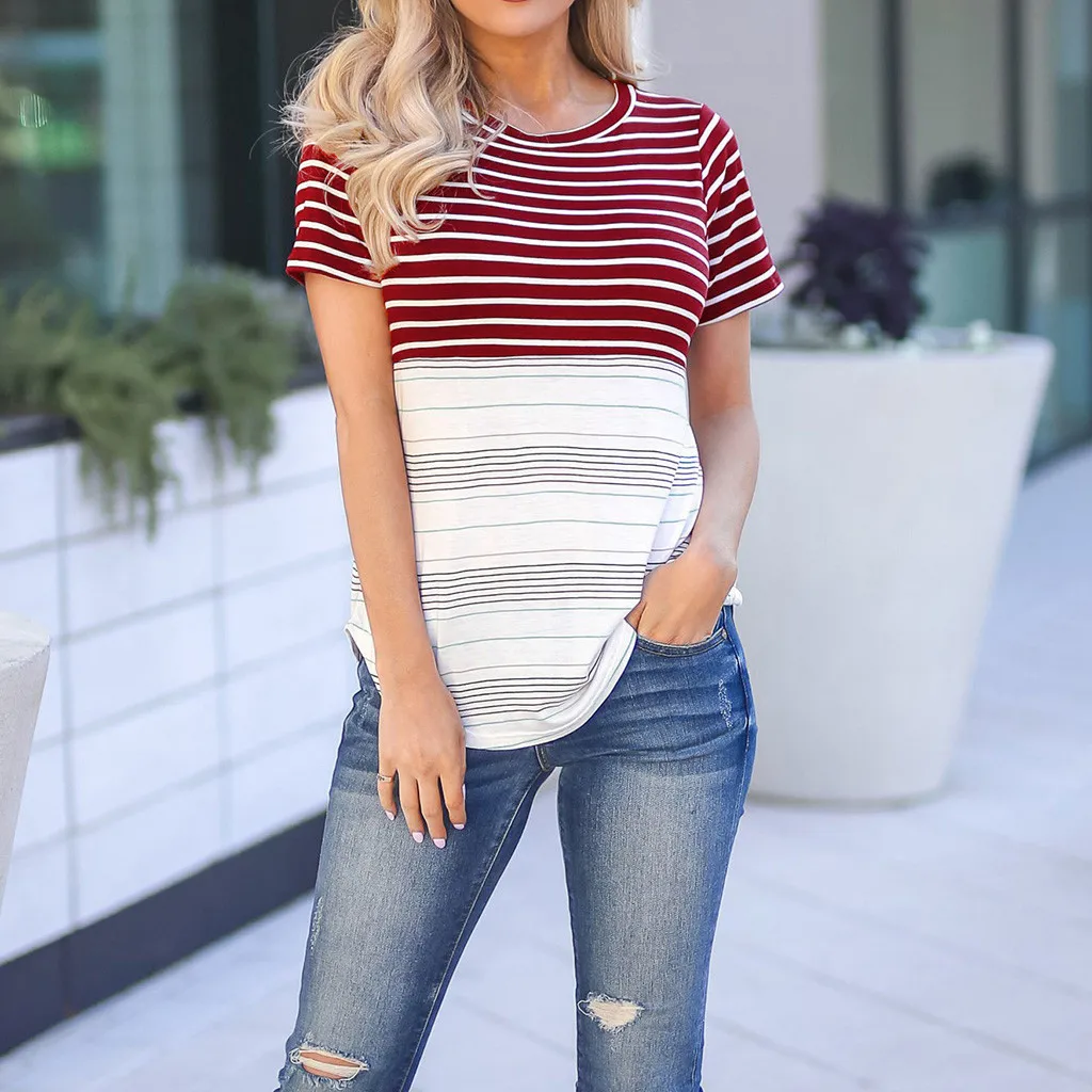 SAGACE Повседневная Лоскутная полосатая одежда для беременных футболка грудного