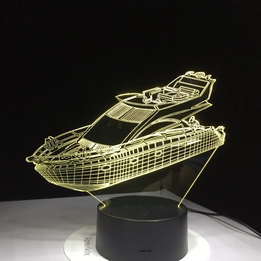 Яхты 3D светодиодный настольный светильник 7 цветов визуальный атмосфера ночник для детей подарки USB Lampara для сна освещения Luminaria