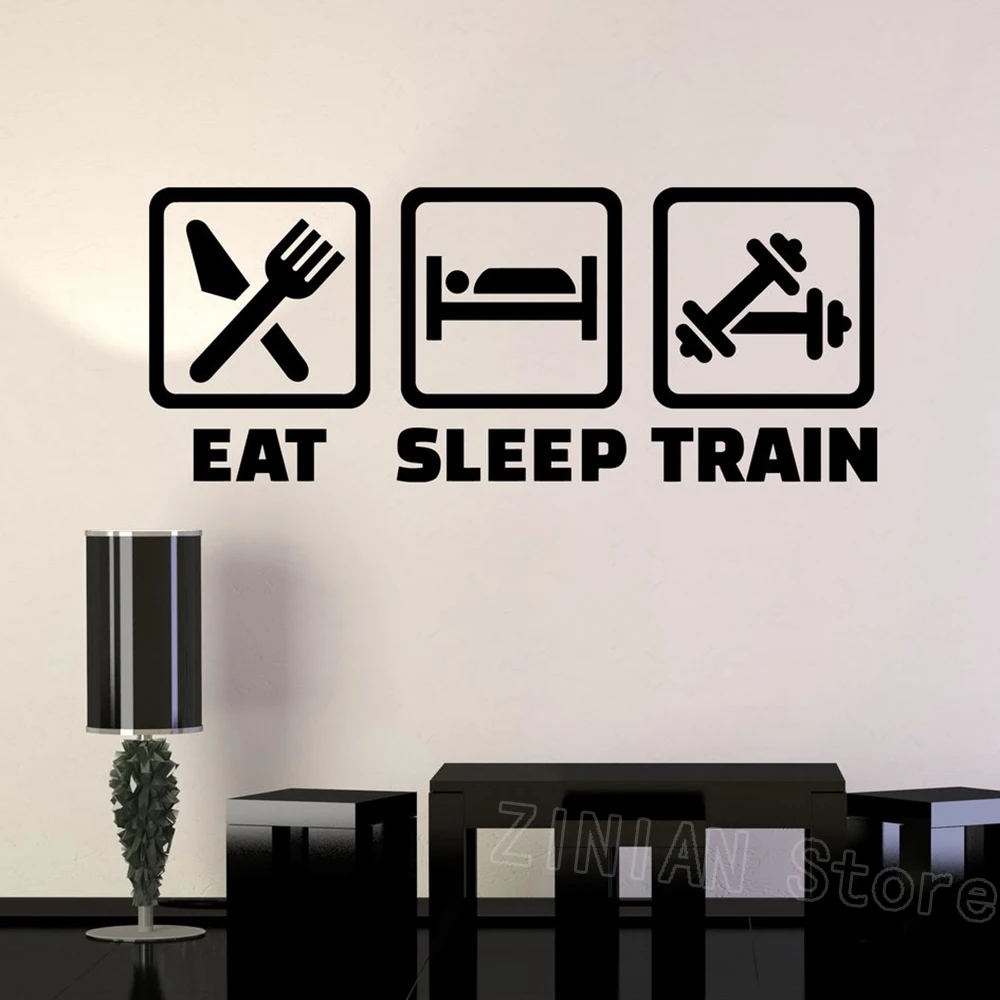 Настенные виниловые наклейки Eat Sleep Train для мальчиков спальни настенные