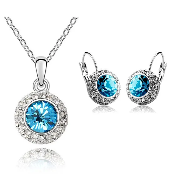 

round moon fashion Jewelry set kate queen Austrian Crystal necklace Circle clip earringdropshipping quality women gifts