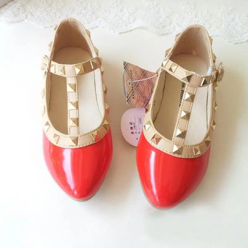 2017 сезон весна лето PU кожаные туфли принцессы девочки босоножки с вырезом